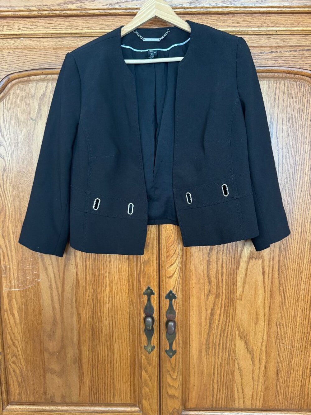 White House Black Market Black Open-Front Cropped Blazer